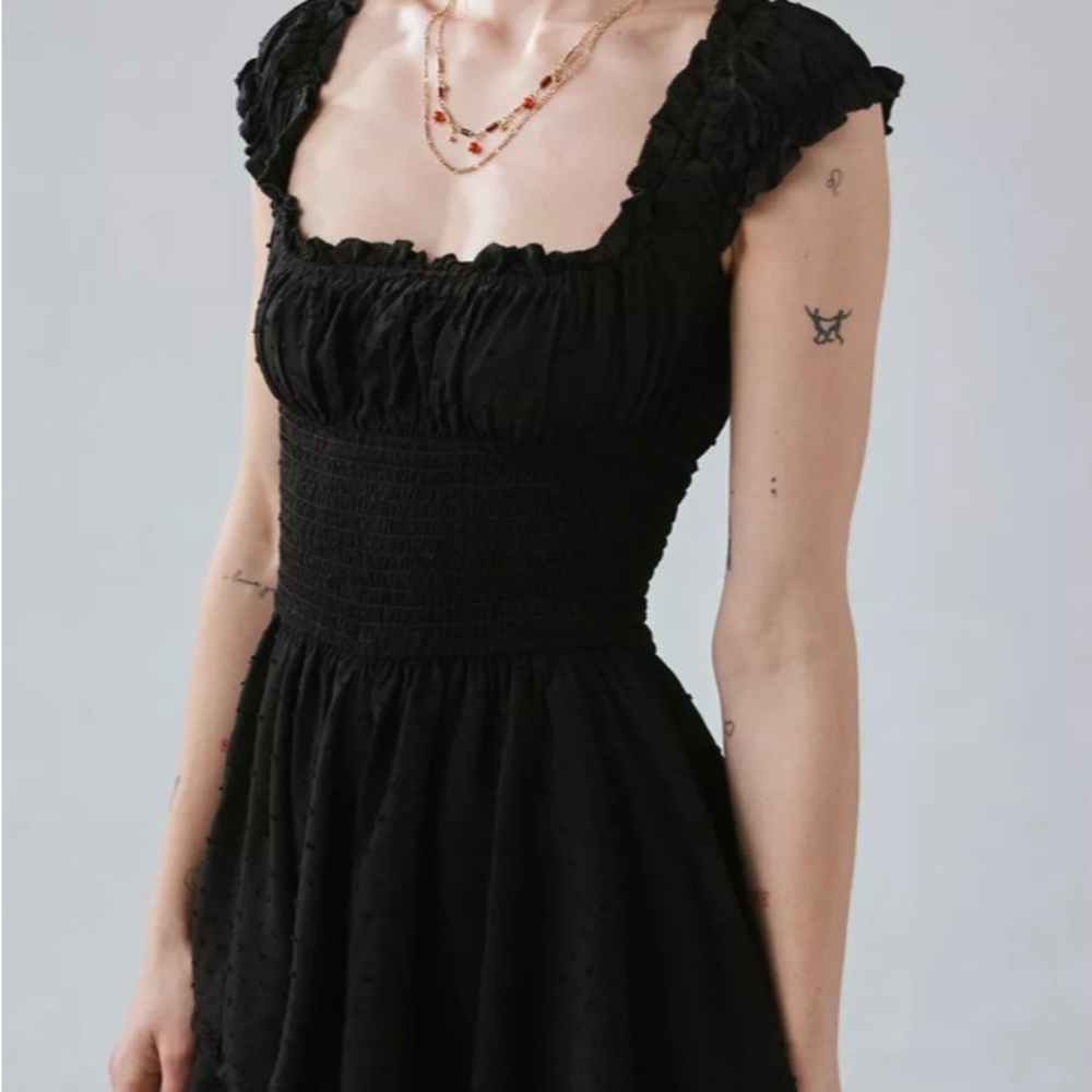 Urban Outfitters Black Flutter Sleeve Mini Dress